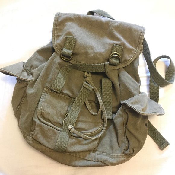 VINTAGE 2010s NWOT Claire's Green Khaki Girl's Backpack - Picture 1 of 6